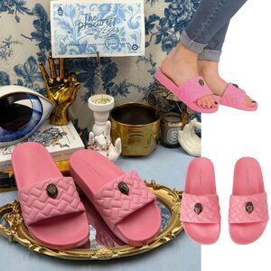 🆕 KURT GEIGER LONDON 🧿 NWOT Meena Eagle Quilted Slide, Pink - Sz 38 US 7.5